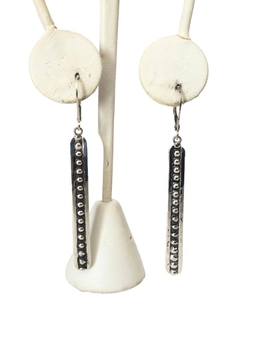 Dangle Drop Earrings Beaded Made in Mexico Signed 925 Sterling Silver 2.5"